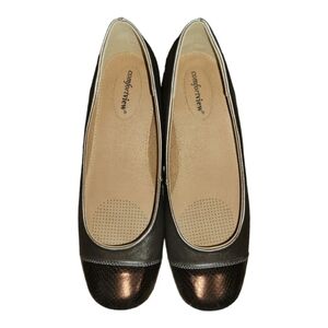COMFORTVIEW; Women's "The Fay" Pewter Silver Faux Leather Flat, Sz 10 1/2 WW